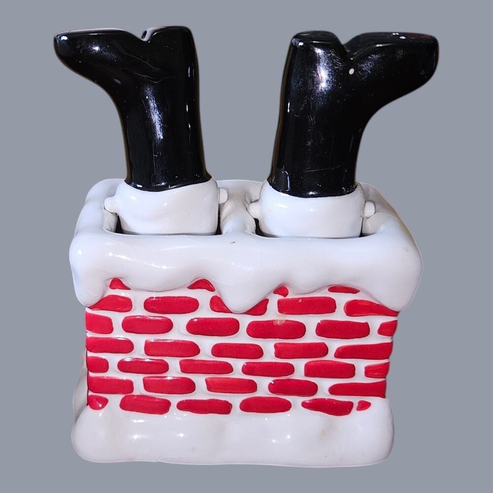 Department 56 Santa's Legs in Chimney Salt & Pepper Shakers Christmas Decor